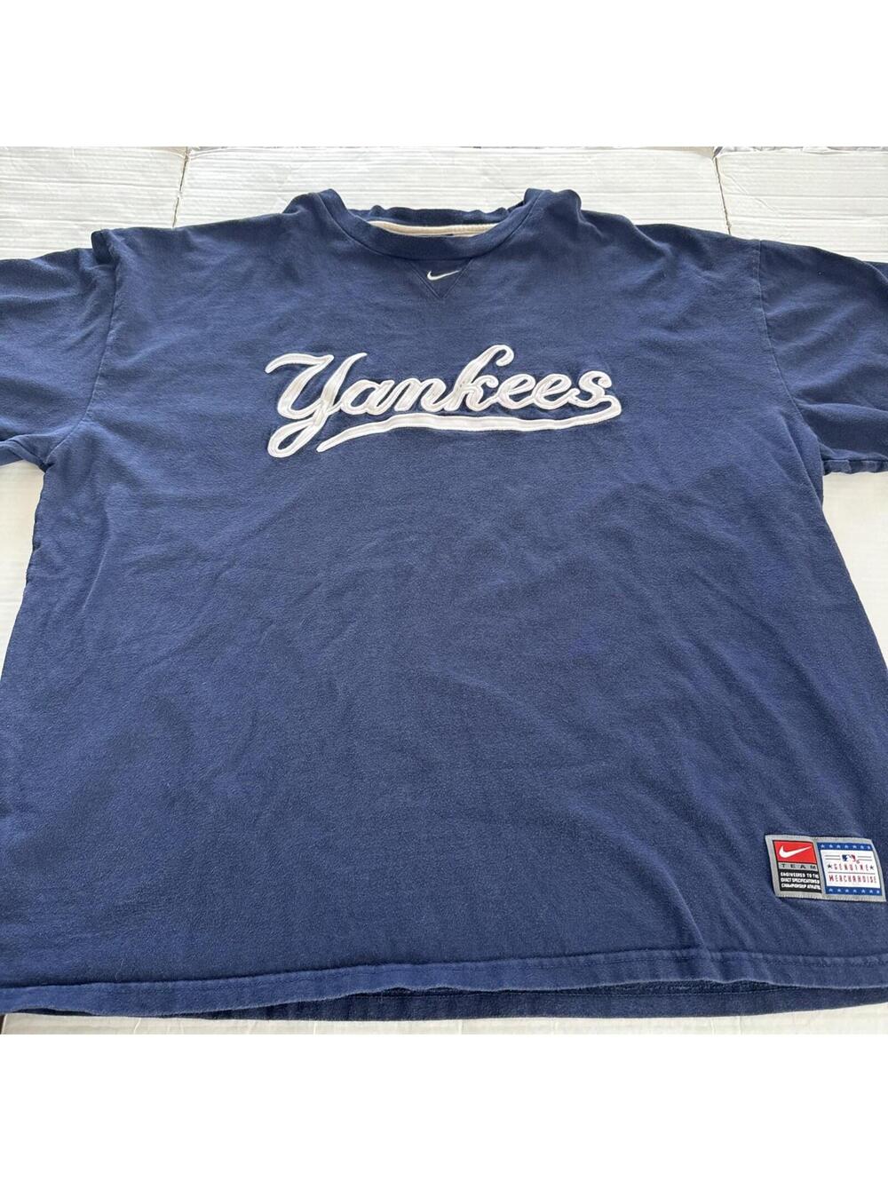 Vintage New York Yankees Nike Team Tee 2004 MLB Apparel Blue XXL